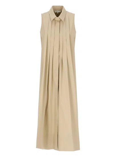 Antonelli Beige Cotton Dress In Brown