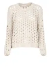 Antonelli Beige Crewneck Cotton Sweater In Neutral