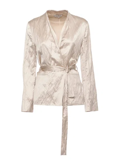 Antonelli Beige Kade Silk Gilet Blazer In Multi