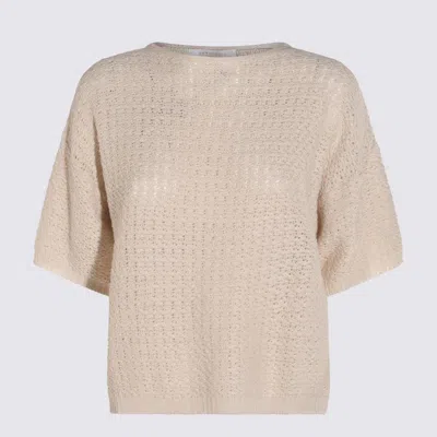 Antonelli Beige Linen And Cotton Top In Multicolor