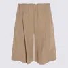 Antonelli Wide Stripe Beige Bermudas With Elasticated Waist In Multicolor