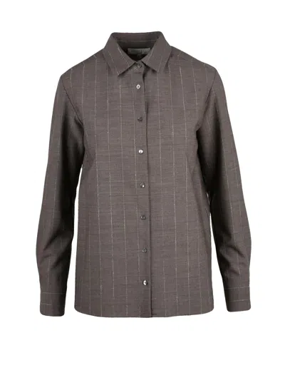 Antonelli Beige Stretch Virgin Wool Button Shirt In Gray