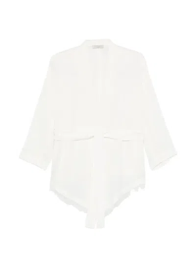 Antonelli Belt Fringed-trim Jacket In White