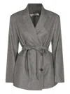 Antonelli Belted Double-breasted Jacket In Gray