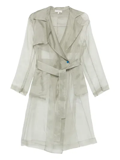 Antonelli Belted Sheer Trench Coat In Gray