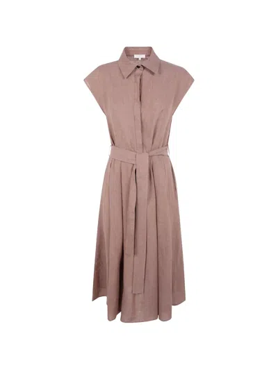 Antonelli Belted Shirt Dress In Brown