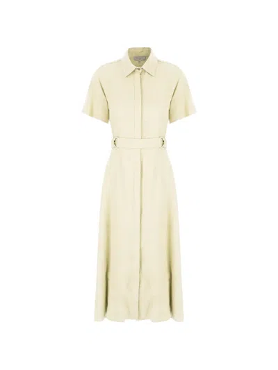 Antonelli Belted Short-sleeve Dress In Neutral