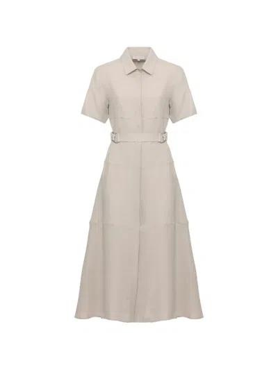 Antonelli Belted Short-sleeve Midi Dress In Neutral