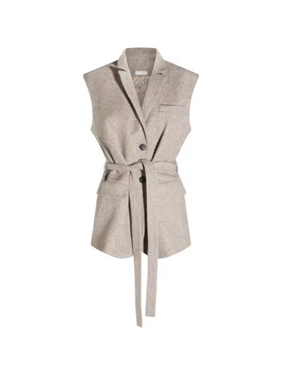 Antonelli Belted Sleeveless Jacket In Gray