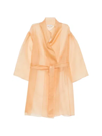 Antonelli Belted Wrap Double-breasted Coat In Orange