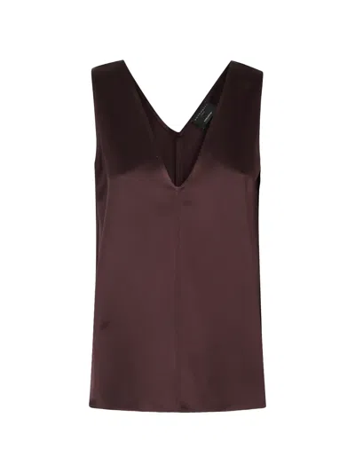 Antonelli Bergamo V-neck Satin Top In Red