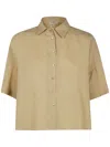 Antonelli Button-up Short Sleeve Top In Cream