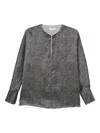 Antonelli Bigné Herringbone Button Blouse In Black