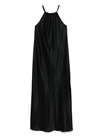ANTONELLI BLACK SILK BLENDED MIDI DRESS