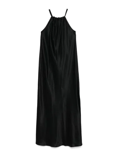 ANTONELLI BLACK SILK BLENDED MIDI DRESS