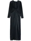Antonelli Blue 'lucerna' Long Dress Long-sleeves In Blue