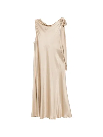 Antonelli Bow-detail Cowl-neck Midi Dress In Neutral