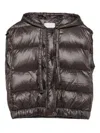 Antonelli Cropped Puffer Jacket With Quilted Design And Adjustable Hood In Brown