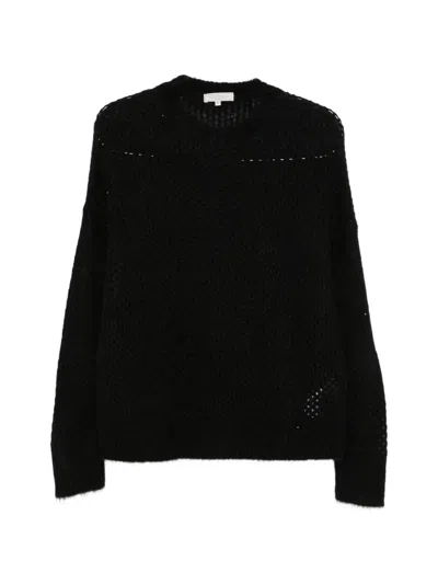 Antonelli Brembana Open-knit Crew-neck Sweater In Black