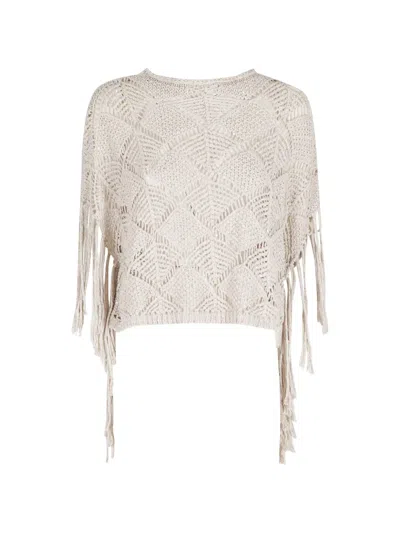 Antonelli Brionia Fringed Sweater In White