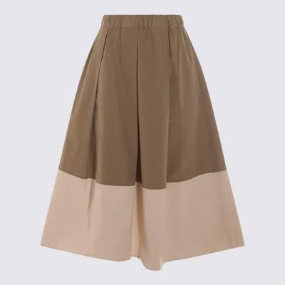 Antonelli Brown And Cream Cotton Skirt