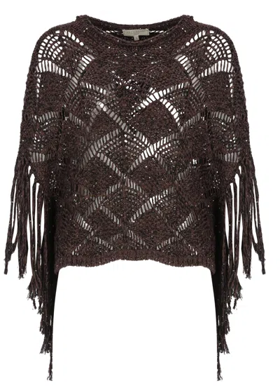 Antonelli Brown Brionia Sequined Cut-out Sweater In Multi