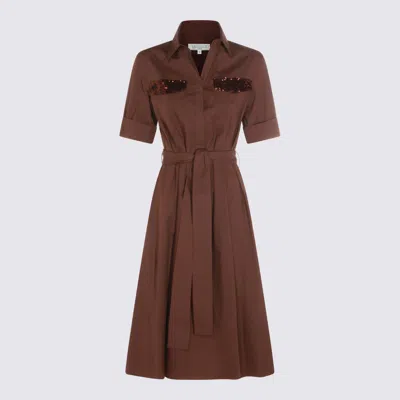 Antonelli Sequin-embellished Belted Midi Dress In Brown