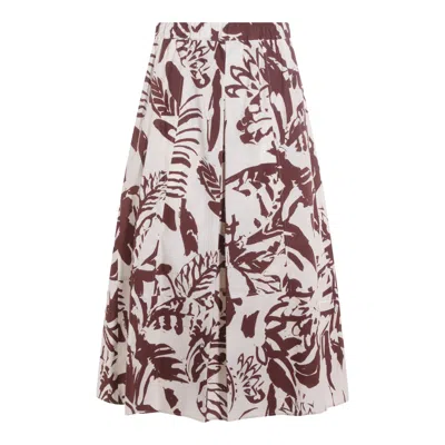 Antonelli Brown Cotton Midi Skirt In Neutral