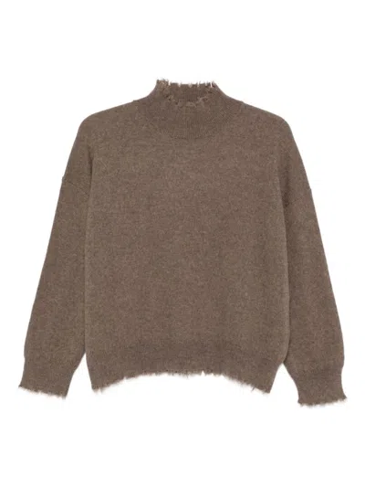 ANTONELLI BROWN DISTRESSED SWEATER