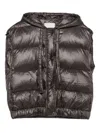 Antonelli Cropped Puffer Jacket With Quilted Design And Adjustable Hood In Brown