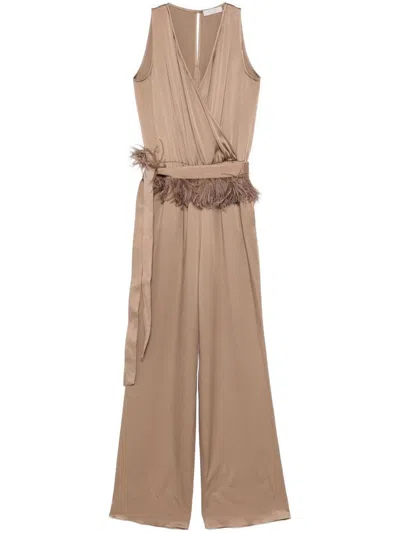 Antonelli Brown Jumpsuit With Belted Waist