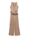 Antonelli Wrap Design Jumpsuit With Feather Details In Brown