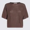 Antonelli Brown Linen And Cotton Top