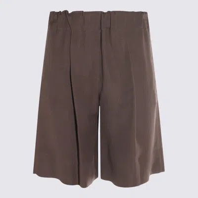 ANTONELLI ANTONELLI BROWN LINEN SHORTS