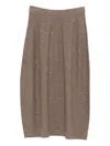 Antonelli Tortora Midi Skirt With Subtle Shimmer And Flared Silhouette In Brown