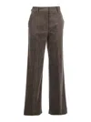 Antonelli Brown Trousers With Belt Loops In Velvet Woman In Brown