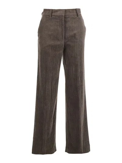 ANTONELLI BROWN TROUSERS WITH BELT LOOPS IN VELVET WOMAN
