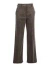 Antonelli Brown Trousers With Belt Loops In Velvet Woman In Gray