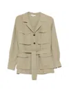Antonelli Button Belted Jacket In Green