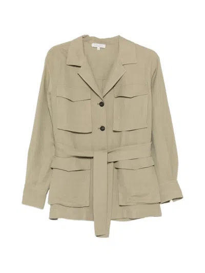 Antonelli Button Belted Jacket In Green