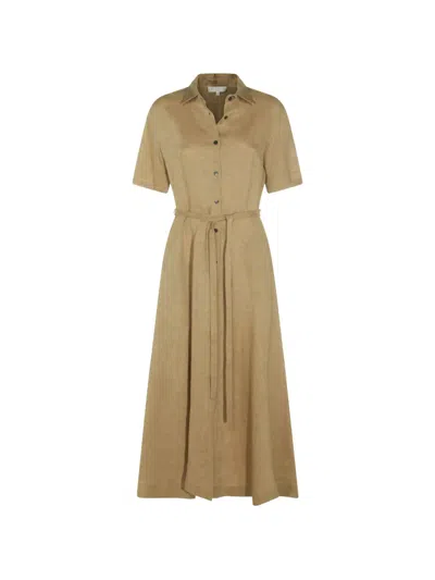 Antonelli Button Belted Midi Dress In Brown