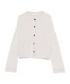 Antonelli Fuzzy Cropped Cardigan With Ribbed Details In White