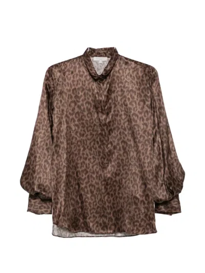 Antonelli Cassata Leopard-print Silk-blend Shirt In Brown