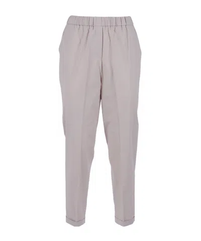 Antonelli Casual Trousers With An Elasticated Waistband And Rolled Hems In Gray