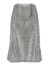 ANTONELLI SILVER TOP WITH SEQUINS IN TECHNO FABRIC WOMAN