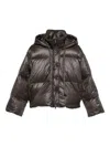 Antonelli Cropped Brown Puffer Jacket With High Collar In Brown