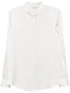 Antonelli Long-sleeved Silk Blend Shirt With Curved Hem And Classic Collar In White