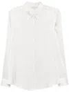 Antonelli Long-sleeved Silk Blend Shirt With Curved Hem And Classic Collar In White