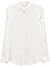 Antonelli Long-sleeved Silk Blend Shirt With Curved Hem And Classic Collar In White