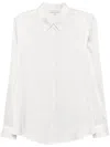 Antonelli Long-sleeved Silk Blend Shirt With Curved Hem And Classic Collar In White